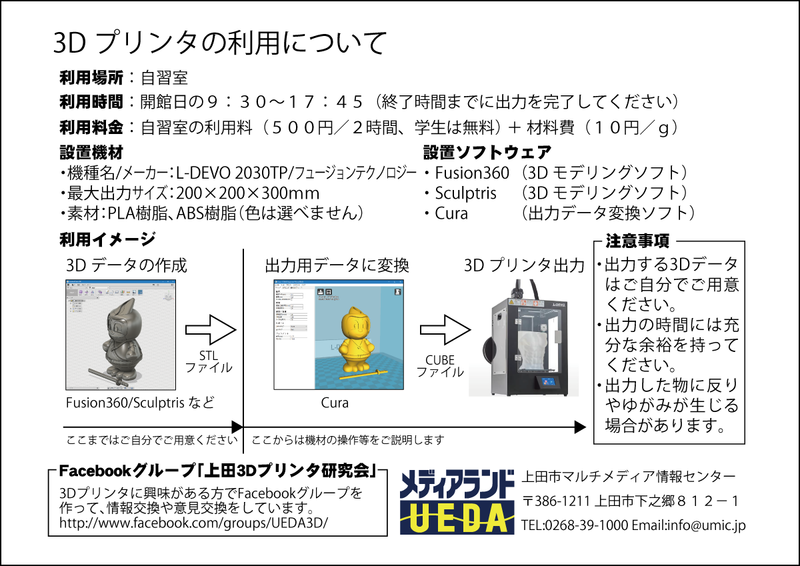 3Dプリンターのご利用について